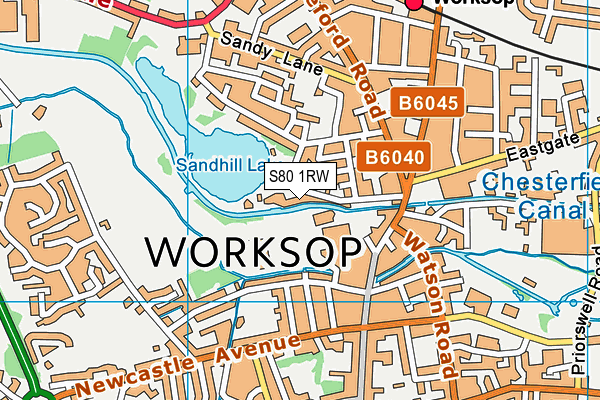 S80 1RW map - OS VectorMap District (Ordnance Survey)