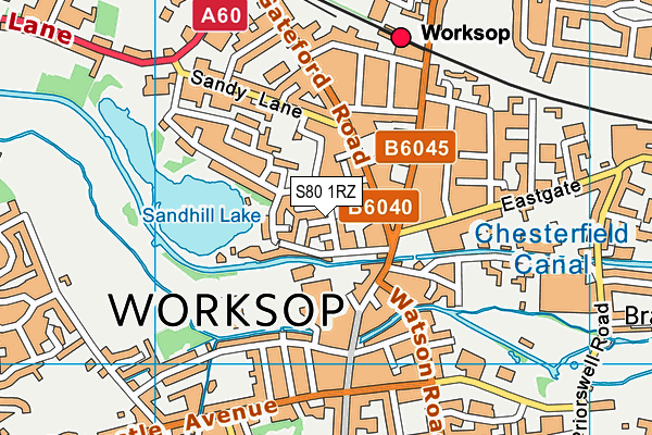 S80 1RZ map - OS VectorMap District (Ordnance Survey)