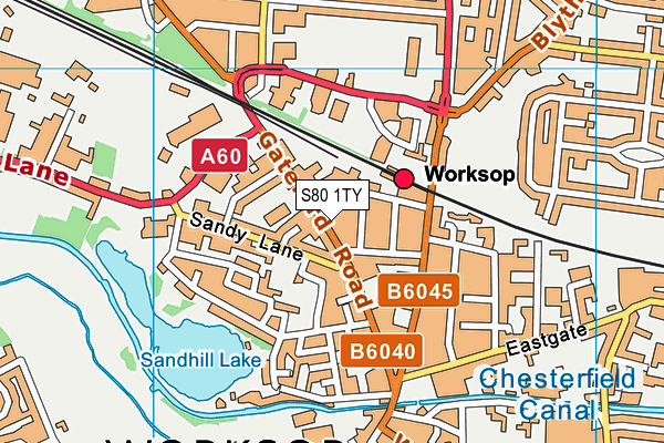 S80 1TY map - OS VectorMap District (Ordnance Survey)