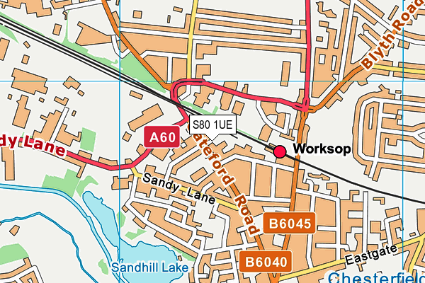 S80 1UE map - OS VectorMap District (Ordnance Survey)