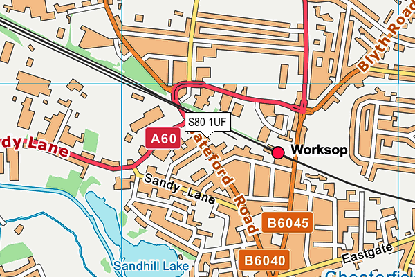 S80 1UF map - OS VectorMap District (Ordnance Survey)