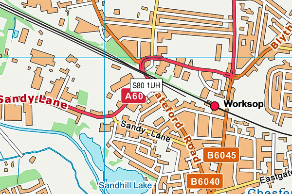 S80 1UH map - OS VectorMap District (Ordnance Survey)