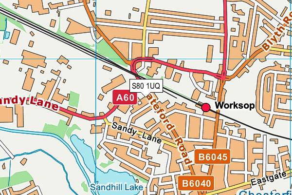 S80 1UQ map - OS VectorMap District (Ordnance Survey)