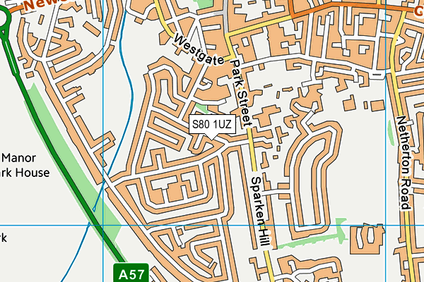 S80 1UZ map - OS VectorMap District (Ordnance Survey)