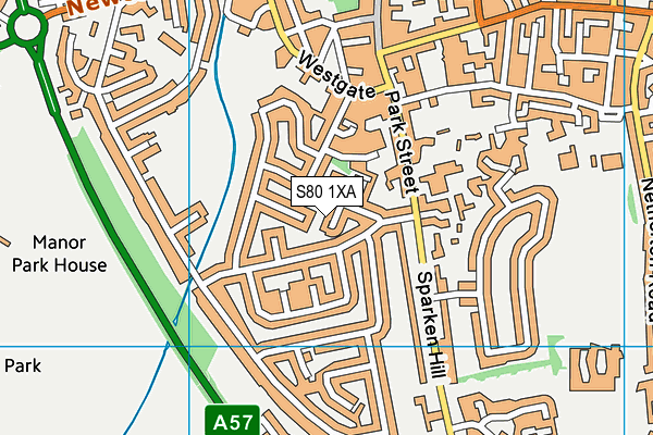 S80 1XA map - OS VectorMap District (Ordnance Survey)