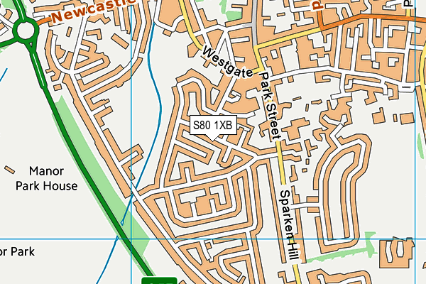 S80 1XB map - OS VectorMap District (Ordnance Survey)