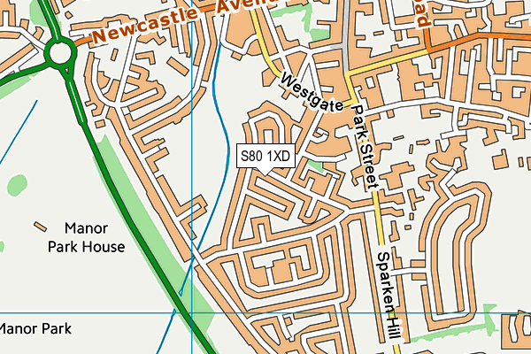 S80 1XD map - OS VectorMap District (Ordnance Survey)