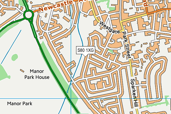 S80 1XG map - OS VectorMap District (Ordnance Survey)