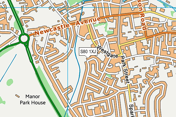 S80 1XJ map - OS VectorMap District (Ordnance Survey)