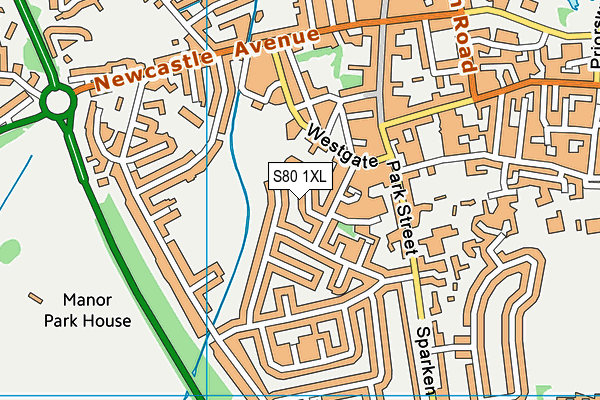 S80 1XL map - OS VectorMap District (Ordnance Survey)