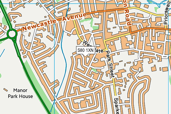 S80 1XN map - OS VectorMap District (Ordnance Survey)