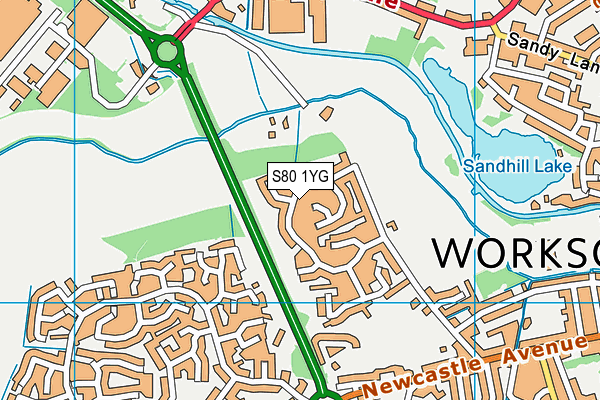 S80 1YG map - OS VectorMap District (Ordnance Survey)