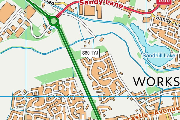 S80 1YJ map - OS VectorMap District (Ordnance Survey)