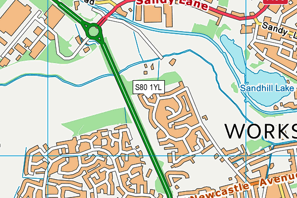 S80 1YL map - OS VectorMap District (Ordnance Survey)