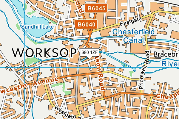 S80 1ZF map - OS VectorMap District (Ordnance Survey)