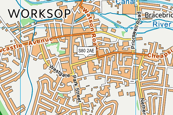 S80 2AE map - OS VectorMap District (Ordnance Survey)