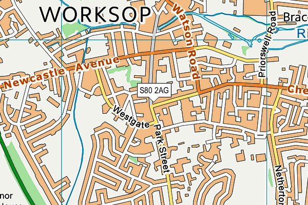 S80 2AG map - OS VectorMap District (Ordnance Survey)