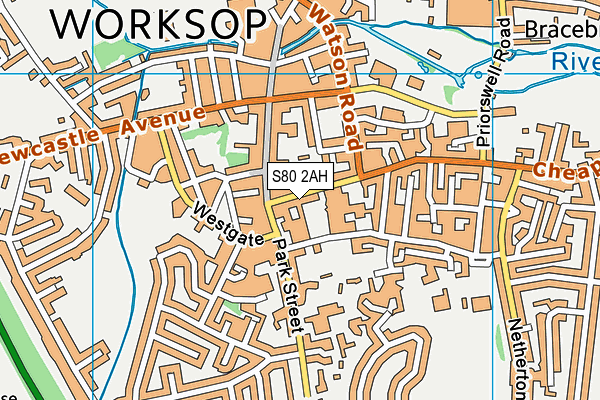 S80 2AH map - OS VectorMap District (Ordnance Survey)