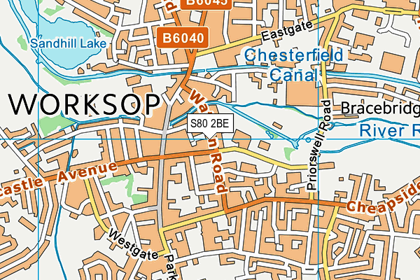 S80 2BE map - OS VectorMap District (Ordnance Survey)
