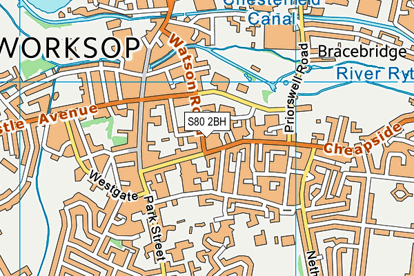 S80 2BH map - OS VectorMap District (Ordnance Survey)