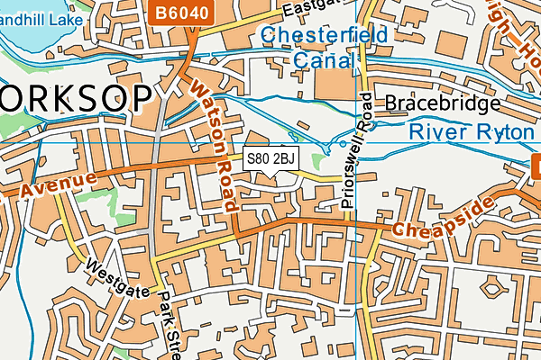 S80 2BJ map - OS VectorMap District (Ordnance Survey)