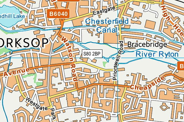 S80 2BP map - OS VectorMap District (Ordnance Survey)
