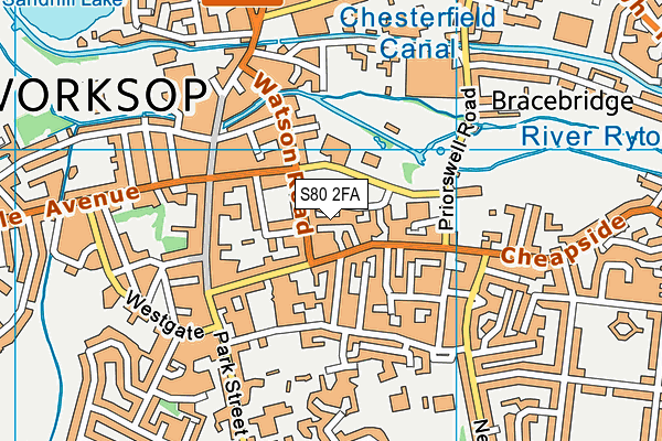 S80 2FA map - OS VectorMap District (Ordnance Survey)