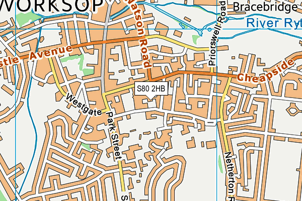 S80 2HB map - OS VectorMap District (Ordnance Survey)