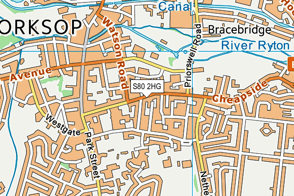 S80 2HG map - OS VectorMap District (Ordnance Survey)