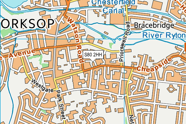 S80 2HH map - OS VectorMap District (Ordnance Survey)