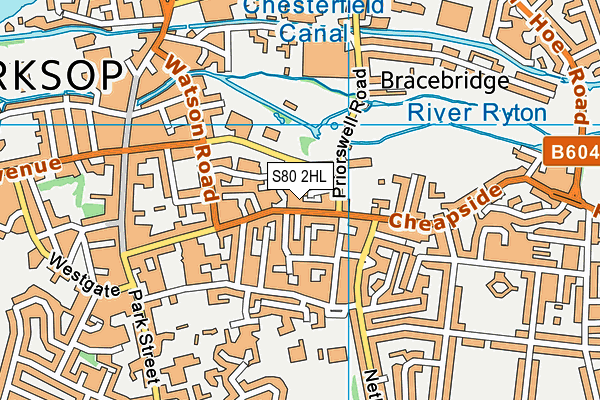 S80 2HL map - OS VectorMap District (Ordnance Survey)