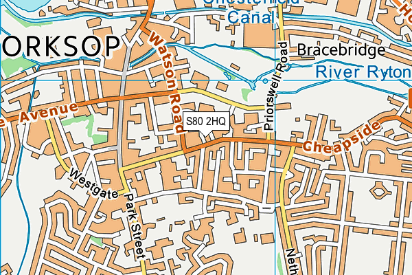 S80 2HQ map - OS VectorMap District (Ordnance Survey)