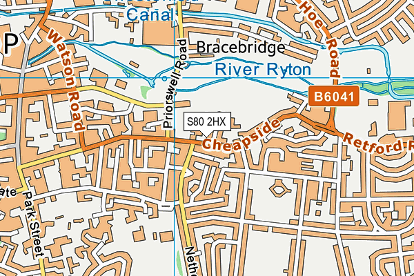 S80 2HX map - OS VectorMap District (Ordnance Survey)