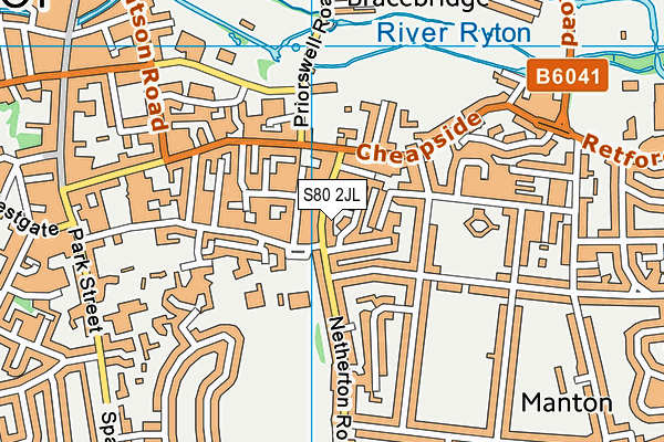 S80 2JL map - OS VectorMap District (Ordnance Survey)