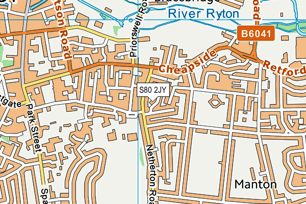 S80 2JY map - OS VectorMap District (Ordnance Survey)