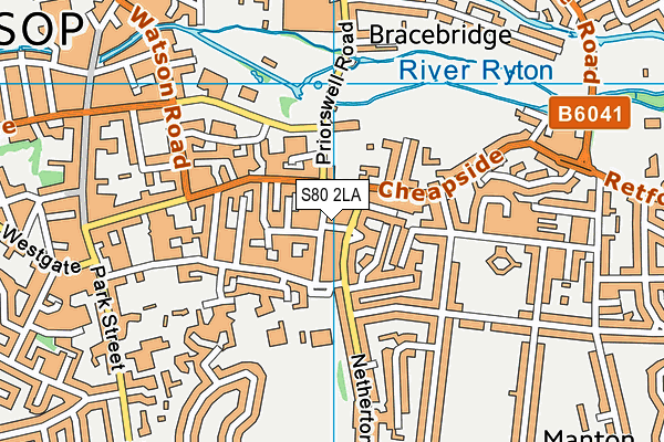 S80 2LA map - OS VectorMap District (Ordnance Survey)