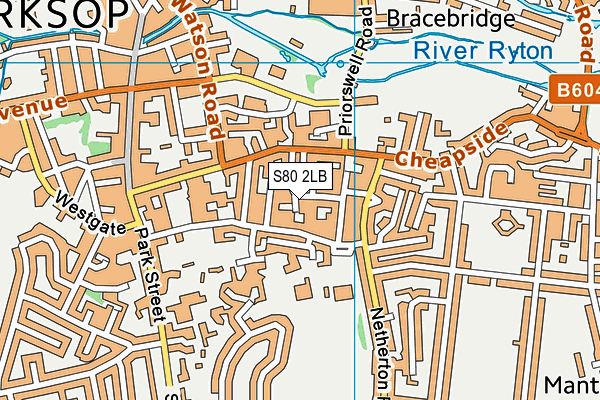 S80 2LB map - OS VectorMap District (Ordnance Survey)