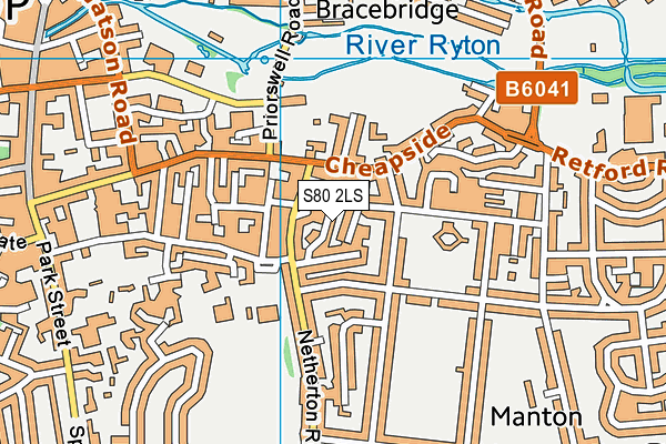 S80 2LS map - OS VectorMap District (Ordnance Survey)