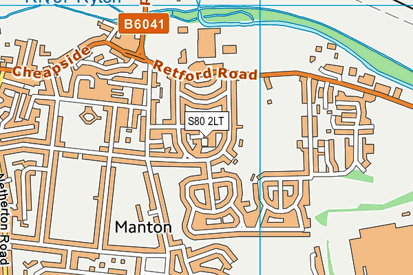 S80 2LT map - OS VectorMap District (Ordnance Survey)