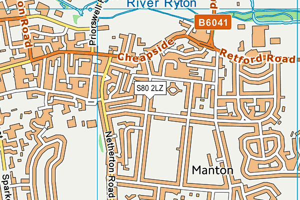 S80 2LZ map - OS VectorMap District (Ordnance Survey)