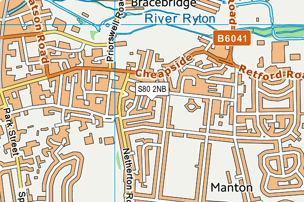 S80 2NB map - OS VectorMap District (Ordnance Survey)