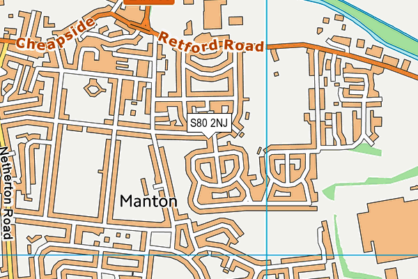 S80 2NJ map - OS VectorMap District (Ordnance Survey)