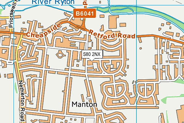 S80 2NX map - OS VectorMap District (Ordnance Survey)