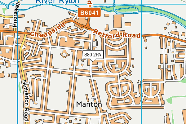S80 2PA map - OS VectorMap District (Ordnance Survey)