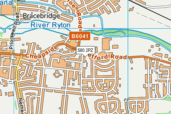 S80 2PZ map - OS VectorMap District (Ordnance Survey)