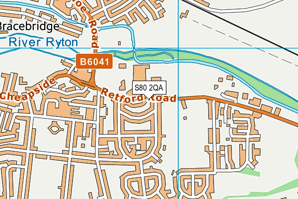 Bannatyne Health Club (Worksop) map (S80 2QA) - OS VectorMap District (Ordnance Survey)