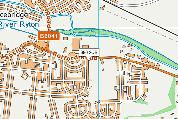S80 2QB map - OS VectorMap District (Ordnance Survey)