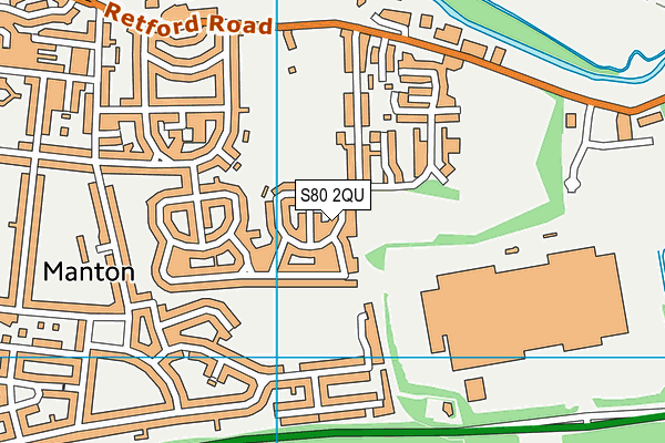 S80 2QU map - OS VectorMap District (Ordnance Survey)
