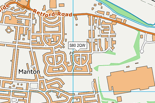 S80 2QW map - OS VectorMap District (Ordnance Survey)