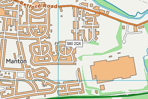 S80 2QX map - OS VectorMap District (Ordnance Survey)